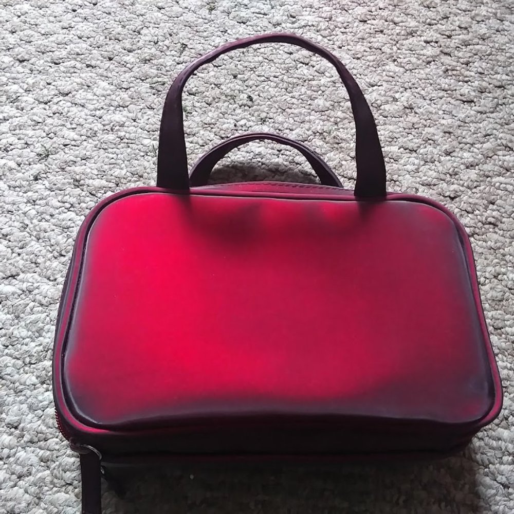 Mini burgundy double handle pouch